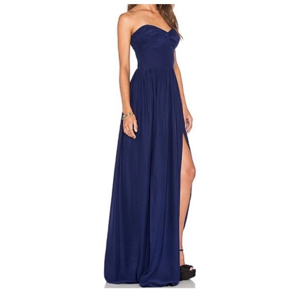 Amanda Uprichard Black Strapless‎ Silk Midi Dress Small Cocktail Party Revolve - Picture 15 of 16